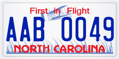 NC license plate AAB0049