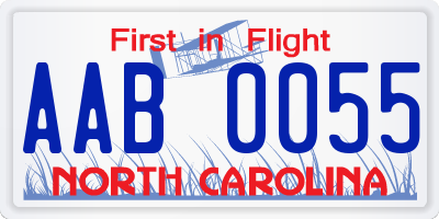 NC license plate AAB0055