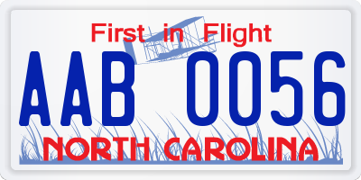 NC license plate AAB0056