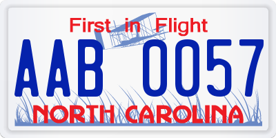 NC license plate AAB0057