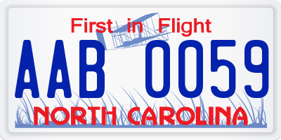 NC license plate AAB0059