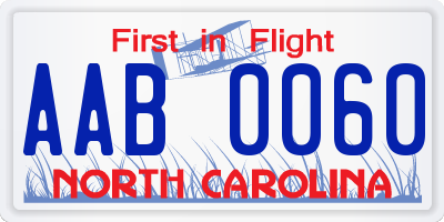 NC license plate AAB0060