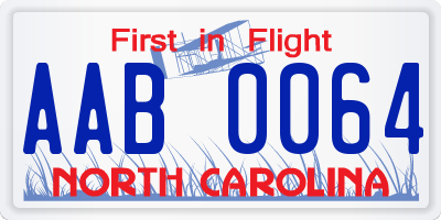 NC license plate AAB0064