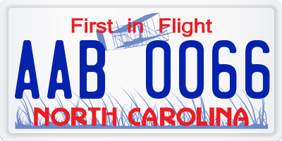 NC license plate AAB0066