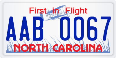 NC license plate AAB0067