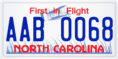 NC license plate AAB0068