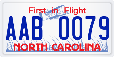 NC license plate AAB0079