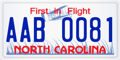 NC license plate AAB0081