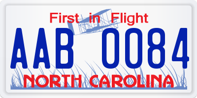 NC license plate AAB0084