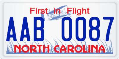 NC license plate AAB0087