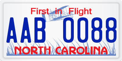 NC license plate AAB0088