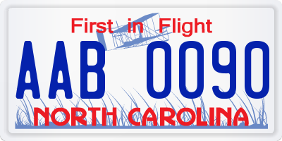 NC license plate AAB0090