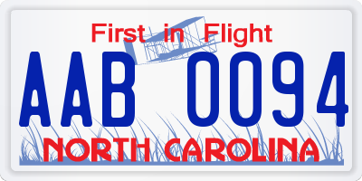 NC license plate AAB0094