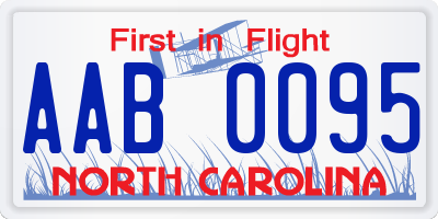 NC license plate AAB0095