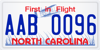 NC license plate AAB0096