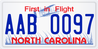 NC license plate AAB0097