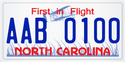 NC license plate AAB0100