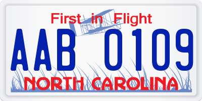 NC license plate AAB0109