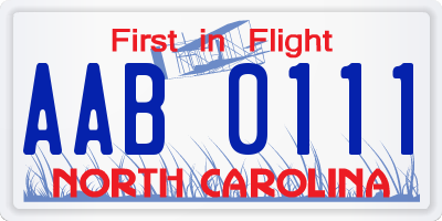 NC license plate AAB0111