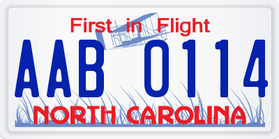 NC license plate AAB0114