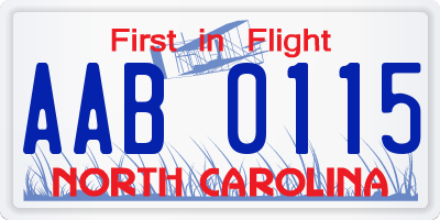 NC license plate AAB0115