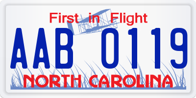 NC license plate AAB0119