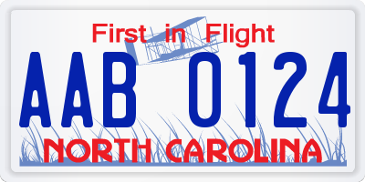 NC license plate AAB0124