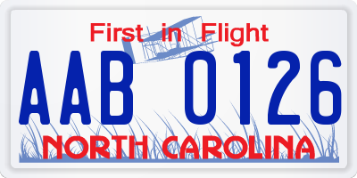 NC license plate AAB0126