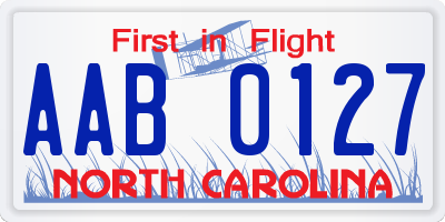 NC license plate AAB0127