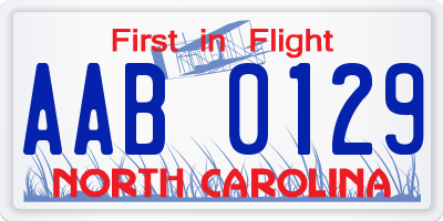 NC license plate AAB0129