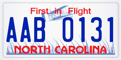 NC license plate AAB0131