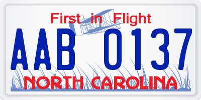 NC license plate AAB0137