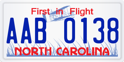 NC license plate AAB0138