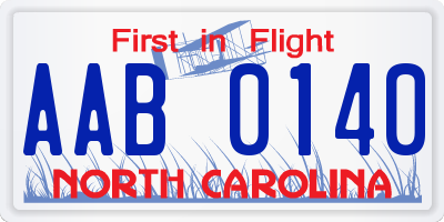 NC license plate AAB0140