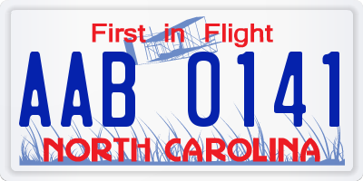 NC license plate AAB0141