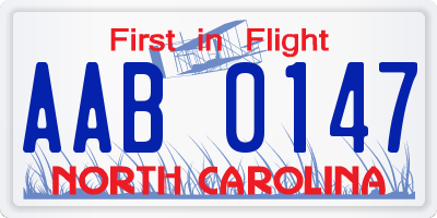 NC license plate AAB0147