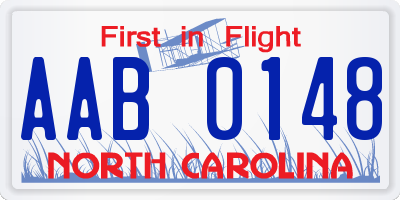 NC license plate AAB0148