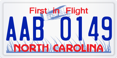 NC license plate AAB0149