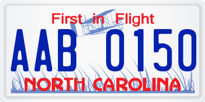 NC license plate AAB0150