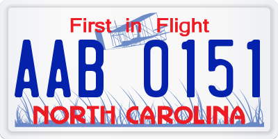 NC license plate AAB0151