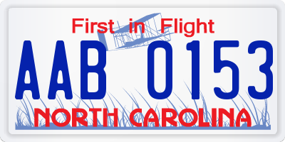 NC license plate AAB0153