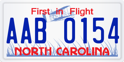 NC license plate AAB0154