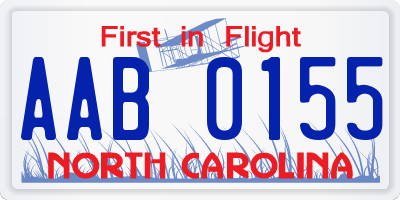 NC license plate AAB0155