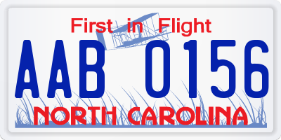 NC license plate AAB0156