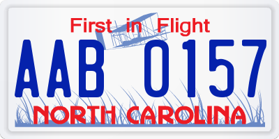 NC license plate AAB0157