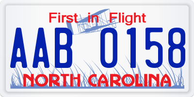 NC license plate AAB0158