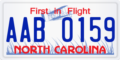 NC license plate AAB0159