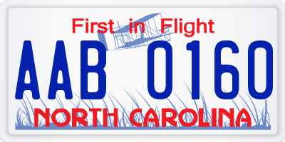 NC license plate AAB0160