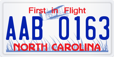 NC license plate AAB0163