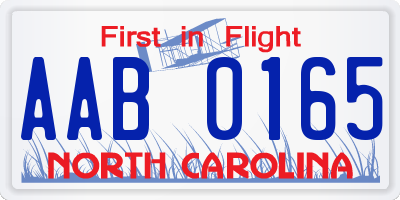 NC license plate AAB0165